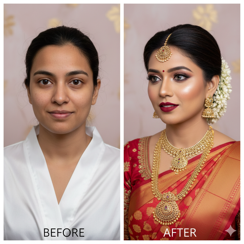 Bridal makeover close-up